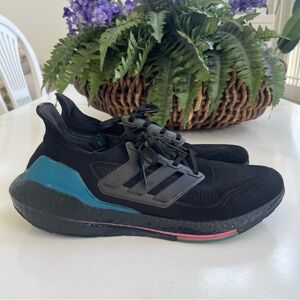 Adidas UltraBoost 21 Men’s Running Shoes size 12.5 FZ1921 Black Teal Low Top
